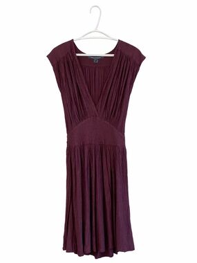 French Connection Plum Textured Drop Waist Sleeveless Dress - Size 6 Like New